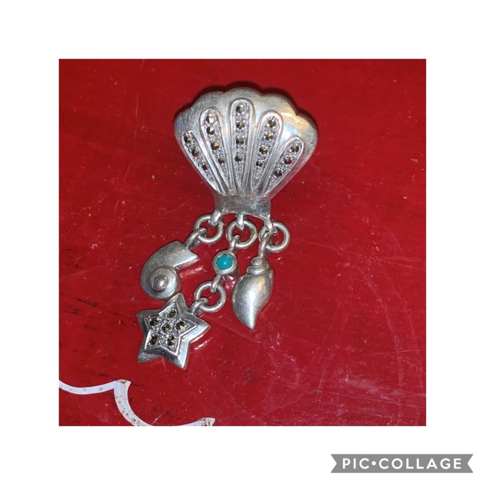 Sterling Marcasite Turquoise Charm Earrings